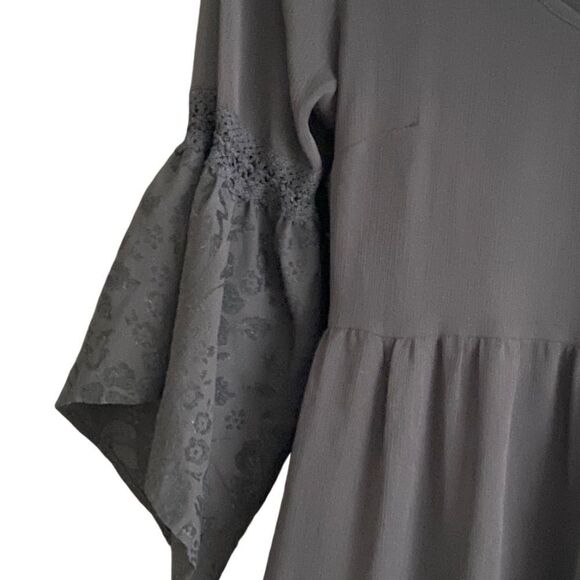 Band of Gypsies Semi- Sheer Black Mini Dress with Flared Boho Sleeves. Small - Picture 7 of 8